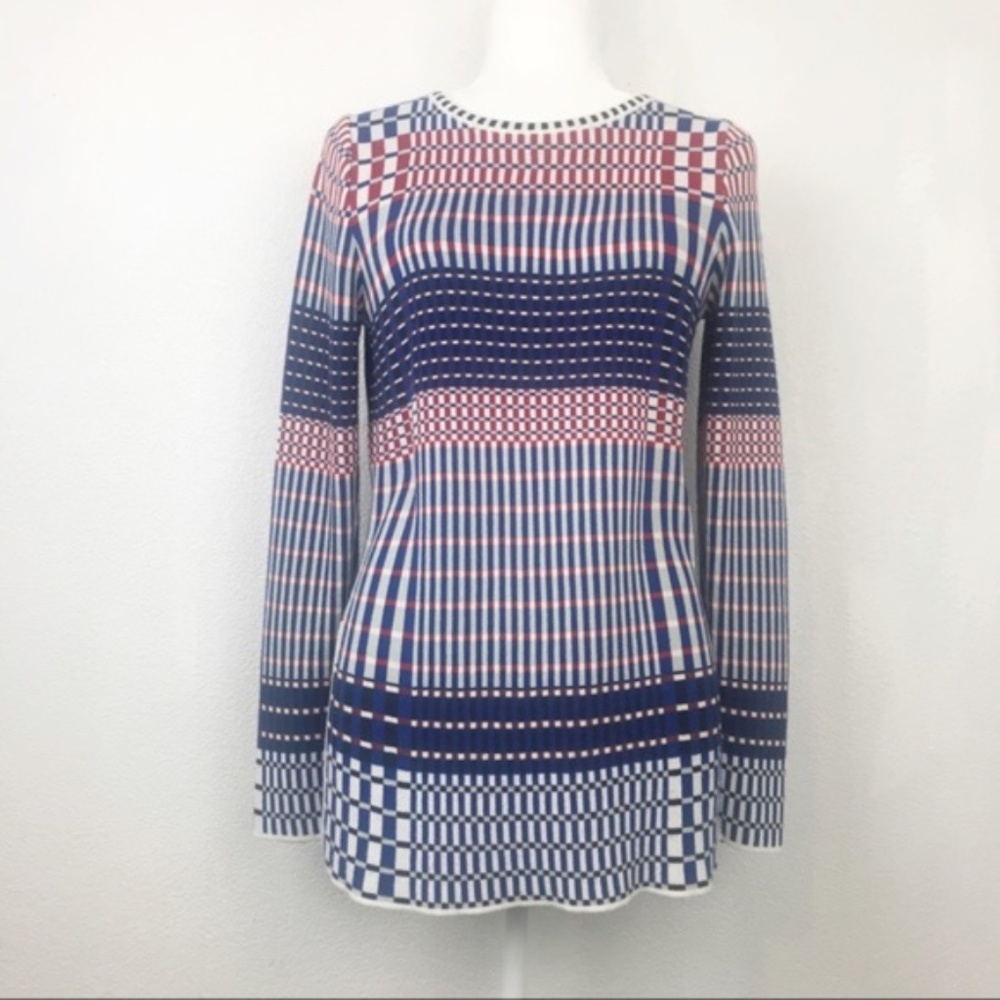 Topshop crewneck checkered sweater size 6